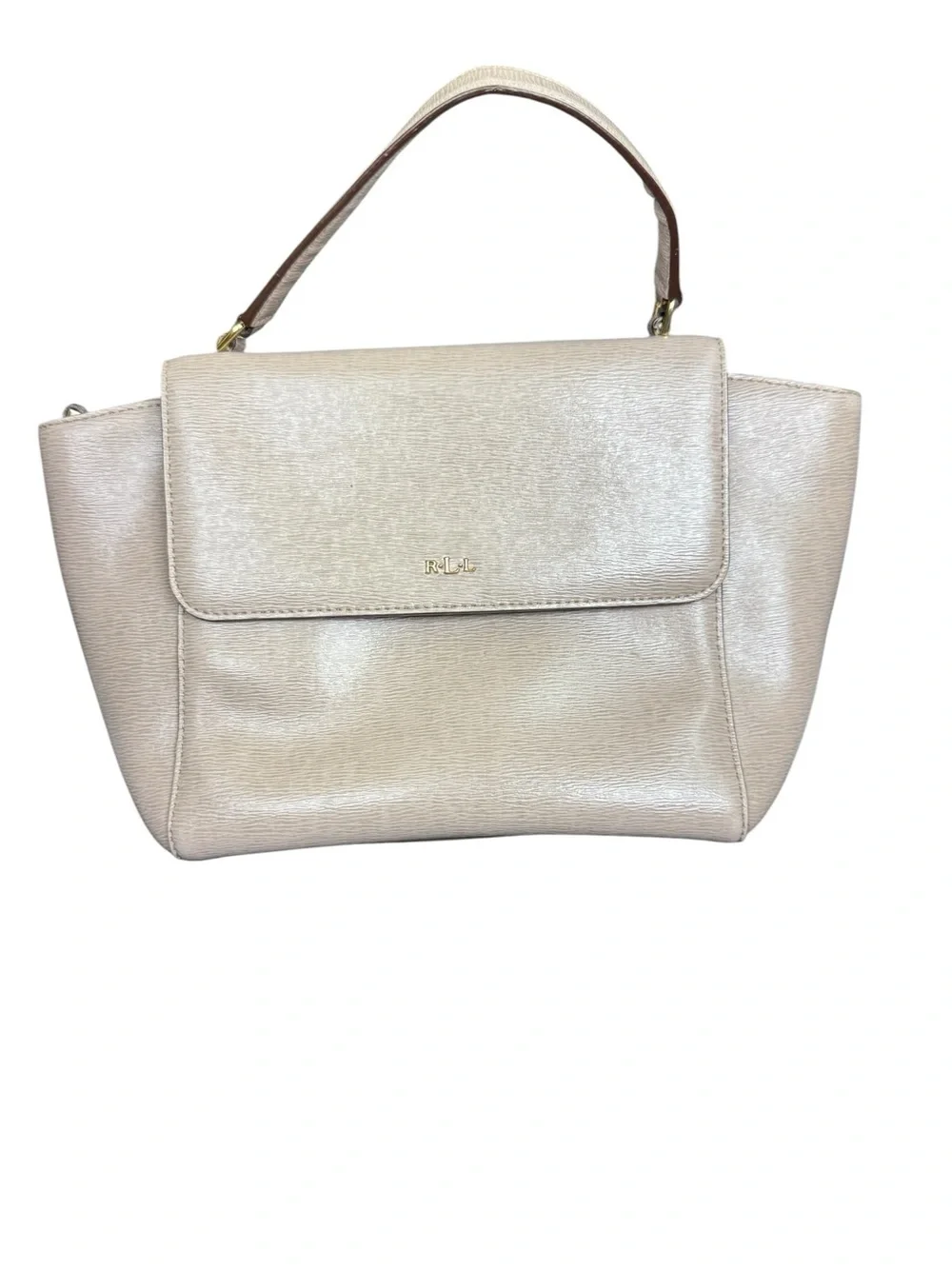 Ralph Lauren Cream Leather Top-Handle Crossbody